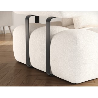 Canapé d'angle convertible en tissu bouclette blanc cassé 3-4 places LEONI