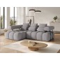 Canapé d'angle convertible en tissu très doux luxe gris 5 places LEONI, angle gauche (vu de face) Canapé d'angle convertible en tissu très doux luxe gris 5 places LEONI, angle gauche (vu de face)