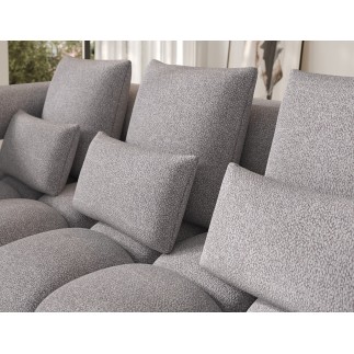 Canapé d'angle convertible en tissu très doux luxe gris 5 places LEONI