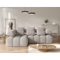 Canapé d'angle convertible en tissu bouclette beige luxe 5 places LEONI, angle gauche (vu de face) Canapé d'angle convertible en tissu bouclette beige luxe 5 places LEONI, angle gauche (vu de face)