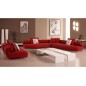 Ensemble cuir italien canapé d'angle et 2 fauteuils PARMA rouge Ensemble cuir italien canapé d'angle et 2 fauteuils PARMA rouge