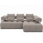 Canapé d'angle convertible en tissu bouclette beige luxe 5 places LEONI, angle droit (vu de face) Canapé d'angle convertible en tissu bouclette beige luxe 5 places LEONI, angle droit (vu de face)