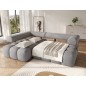 Canapé d'angle convertible en tissu luxe gris 5 places LEONI, angle gauche (vu de face) Canapé d'angle convertible en tissu luxe gris 5 places LEONI, angle gauche (vu de face)