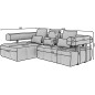 Canapé d'angle convertible en tissu luxe gris 5 places LEONI, angle gauche (vu de face) Canapé d'angle convertible en tissu luxe gris 5 places LEONI, angle gauche (vu de face)
