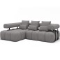 Canapé d'angle convertible en tissu luxe gris 5 places LEONI, angle gauche (vu de face) Canapé d'angle convertible en tissu luxe gris 5 places LEONI, angle gauche (vu de face)