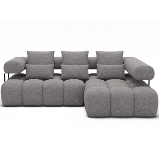 Canapé d'angle convertible en tissu luxe gris 5 places LEONI