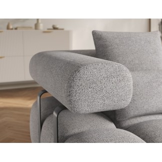 Canapé d'angle convertible en tissu luxe gris 5 places LEONI