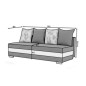 Canapé 3 places convertible tissu gris et simili blanc, coffre, CALIN