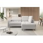 Canapé d'angle convertible en tissu bouclette blanc cassé luxe 3 places BARTOLI, angle droit (vu de face) Canapé d'angle convertible en tissu bouclette blanc cassé luxe 3 places BARTOLI, angle droit (vu de face)