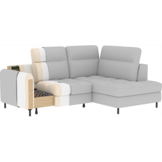Canapé d'angle convertible en velours beige luxe 3 places BARTOLI