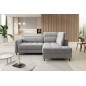 Canapé d'angle convertible en velours gris luxe 3 places BARTOLI, angle droit (vu de face) Canapé d'angle convertible en velours gris luxe 3 places BARTOLI, angle droit (vu de face)