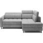 Canapé d'angle convertible en velours gris luxe 3 places BARTOLI, angle droit (vu de face) Canapé d'angle convertible en velours gris luxe 3 places BARTOLI, angle droit (vu de face)