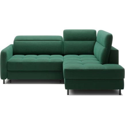 Canapé d'angle convertible en velours vert luxe 3 places BARTOLI