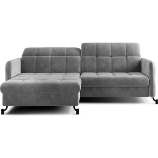 Canapé d'angle convertible en velours gris luxe 3-4 places LORO