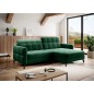 Canapé d'angle convertible en velours vert foncé luxe 3-4 places LORO, angle droit (vu de face) Canapé d'angle convertible en velours vert foncé luxe 3-4 places LORO, angle droit (vu de face)