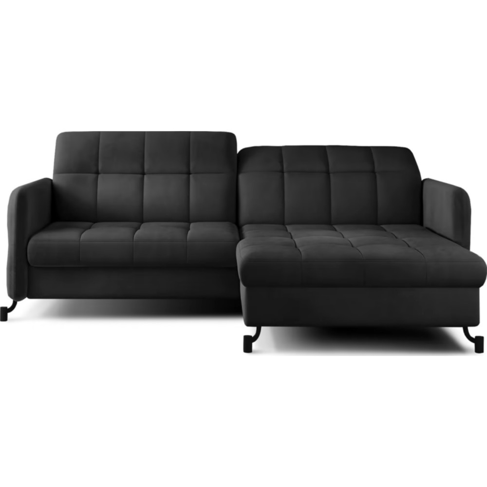 Canapé d'angle convertible en velours gris foncé luxe 3-4 places LORO, angle droit (vu de face) Canapé d'angle convertible en velours gris foncé luxe 3-4 places LORO, angle droit (vu de face)