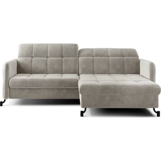 Canapé d'angle convertible en velours beige luxe 3-4 places LORO