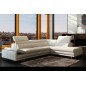 Canapé d'angle en cuir italien Prestige sélection 6/7 places IZEN, blanc, angle droit