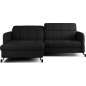 Canapé d'angle convertible en tissu noir luxe 3-4 places LORO, angle gauche (vu de face) Canapé d'angle convertible en tissu noir luxe 3-4 places LORO, angle gauche (vu de face)