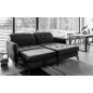 Canapé d'angle convertible en tissu noir luxe 3-4 places LORO, angle droit (vu de face) Canapé d'angle convertible en tissu noir luxe 3-4 places LORO, angle droit (vu de face)