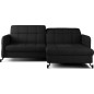 Canapé d'angle convertible en tissu noir luxe 3-4 places LORO, angle droit (vu de face) Canapé d'angle convertible en tissu noir luxe 3-4 places LORO, angle droit (vu de face)
