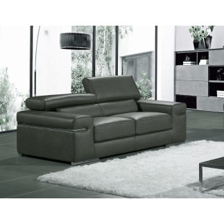 Ensemble composé d'un canapé 3 places et d'un canapé 2 places en cuir luxe italien, ALONSO, gris foncé