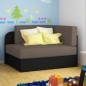 Canapé convertible 2 places moderne en tissu Rouge / Noir, coffre, ROSEN