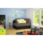 Canapé convertible 2 places moderne en tissu Rouge / Noir, coffre, ROSEN