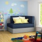 Canapé convertible 2 places moderne en tissu bleu foncé / Gris clair, coffre, ROSEN