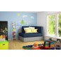 Canapé convertible 2 places moderne en tissu bleu foncé / Gris clair, coffre, ROSEN