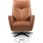 Fauteuil relax électrique en 100% tout cuir épais luxe italien, cognac, CLAUDIO, 2 moteurs Fauteuil relax électrique en 100% tout cuir épais luxe italien, cognac, CLAUDIO, 2 moteurs