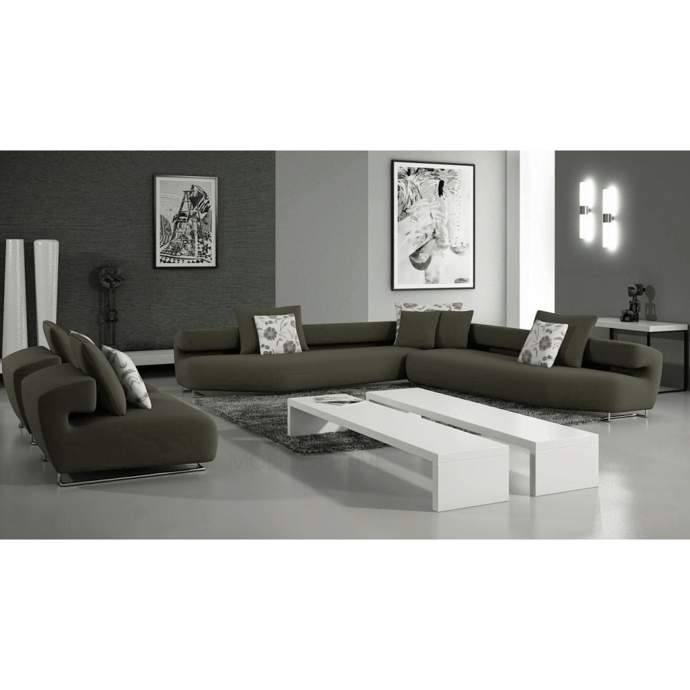 Ensemble cuir italien : un canapé d'angle et 2 fauteuils PARMA gris foncé Ensemble cuir italien : un canapé d'angle et 2 fauteuils PARMA gris foncé