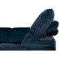 Canapé d'angle avec relax électrique tissu bouclette sensation velours, 5/6 places SINATRA, bleu foncé, angle droit