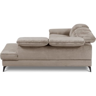 Canapé d'angle avec relax électrique tissu bouclette sensation velours