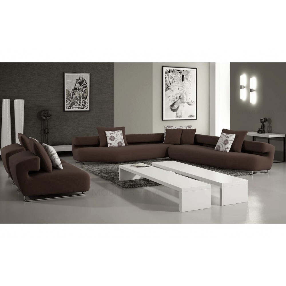 Ensemble cuir italien : un canapé d'angle et 2 fauteuils PARMA chocolat Ensemble cuir italien : un canapé d'angle et 2 fauteuils PARMA chocolat