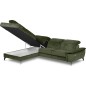 Canapé d'angle avec relax électrique tissu bouclette sensation velours, 5/6 places SINATRA, vert olive, angle gauche