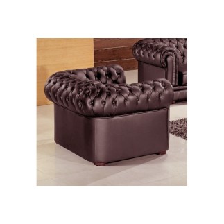 Ensemble 3+2+1, canapé 3 places et canapé 2 places et fauteuil 1 place en cuir luxe italien CHESTERFIELD, chocolat