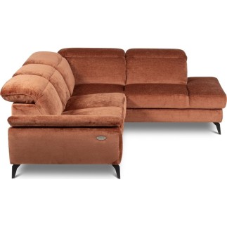Canapé d'angle avec relax électrique tissu bouclette sensation velours