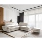 Canapé d'angle convertible en cuir italien luxe 5 places, MEMEZO, coffre, BEIGE, angle droit Canapé d'angle convertible en cuir italien luxe 5 places, MEMEZO, coffre, BEIGE, angle droit