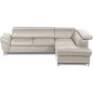 Canapé d'angle convertible en cuir italien luxe 5 places, MEMEZO, coffre, BEIGE, angle droit Canapé d'angle convertible en cuir italien luxe 5 places, MEMEZO, coffre, BEIGE, angle droit
