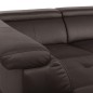 Canapé d'angle convertible en cuir italien luxe 5 places, MEMEZO, coffre, CHOCOLAT, angle gauche