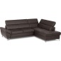 Canapé d'angle convertible en cuir italien luxe 5 places, MEMEZO, coffre, CHOCOLAT, angle droit