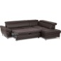 Canapé d'angle convertible en cuir italien luxe 5 places, MEMEZO, coffre, CHOCOLAT, angle droit