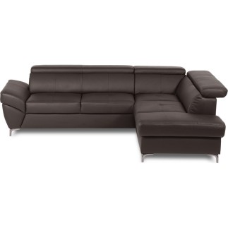 Canapé d'angle convertible en cuir italien luxe 5 places
