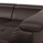 Canapé d'angle convertible en cuir italien luxe 5 places, MEMEZO, coffre, CHOCOLAT, angle droit