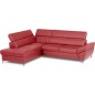 Canapé d'angle convertible en cuir italien luxe 5 places, MEMEZO, coffre, rouge foncé, angle gauche Canapé d'angle convertible en cuir italien luxe 5 places, MEMEZO, coffre, rouge foncé, angle gauche