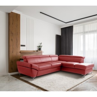 Canapé d'angle convertible en cuir italien luxe 5 places
