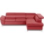 Canapé d'angle convertible en cuir italien luxe 5 places, MEMEZO, coffre, rouge foncé, angle droit Canapé d'angle convertible en cuir italien luxe 5 places, MEMEZO, coffre, rouge foncé, angle droit