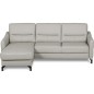 Canapé d'angle convertible en cuir italien luxe 5 places, FARINI, coffre, gris clair, angle gauche Canapé d'angle convertible en cuir italien luxe 5 places, FARINI, coffre, gris clair, angle gauche