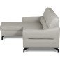 Canapé d'angle convertible en cuir italien luxe 5 places, FARINI, coffre, gris clair, angle gauche Canapé d'angle convertible en cuir italien luxe 5 places, FARINI, coffre, gris clair, angle gauche